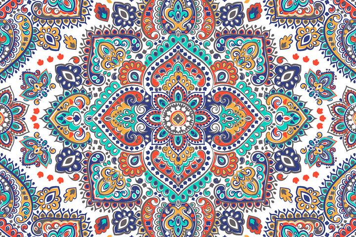 Cuadros Lifestyle Küchen Spritzschutz „Indian Floral“ | Küchenrückwand | Alu-DiBond | Fliesenschutz