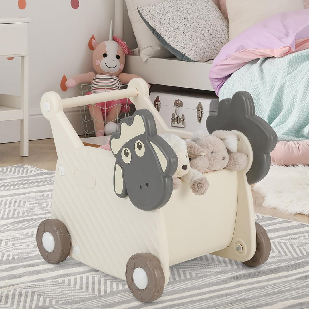COSTWAY Baby Lauflernwagen, Lauflernhilfe mit 18 L Stauraum & Rädern, Spielzeugwagen zum Schieben &