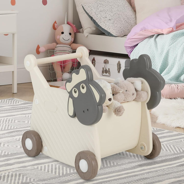 COSTWAY Baby Lauflernwagen, Lauflernhilfe mit 18 L Stauraum & Rädern, Spielzeugwagen zum Schieben &