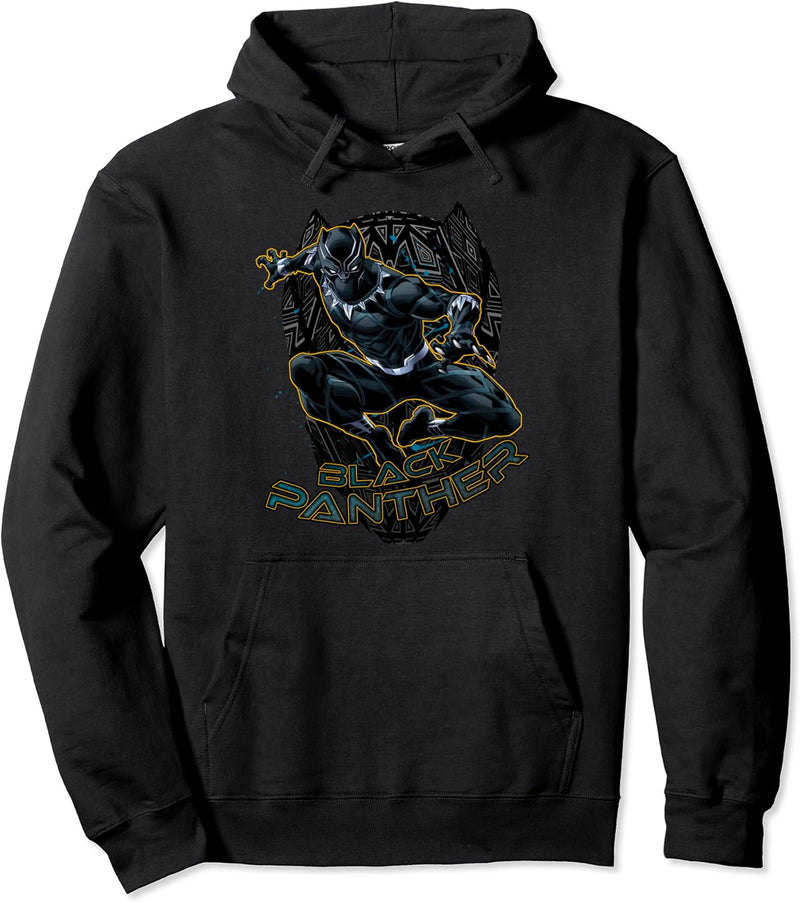 Marvel Black Panther Gold Trimmed Pounce Pullover Hoodie