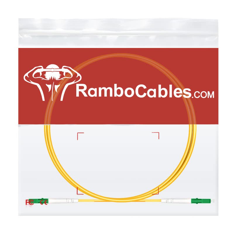 RamboCables LC/APC auf LC/APC 20m, LWL Simplex Patchkabel 9/125µm, Singlemode Glasfaserkabel für FTT