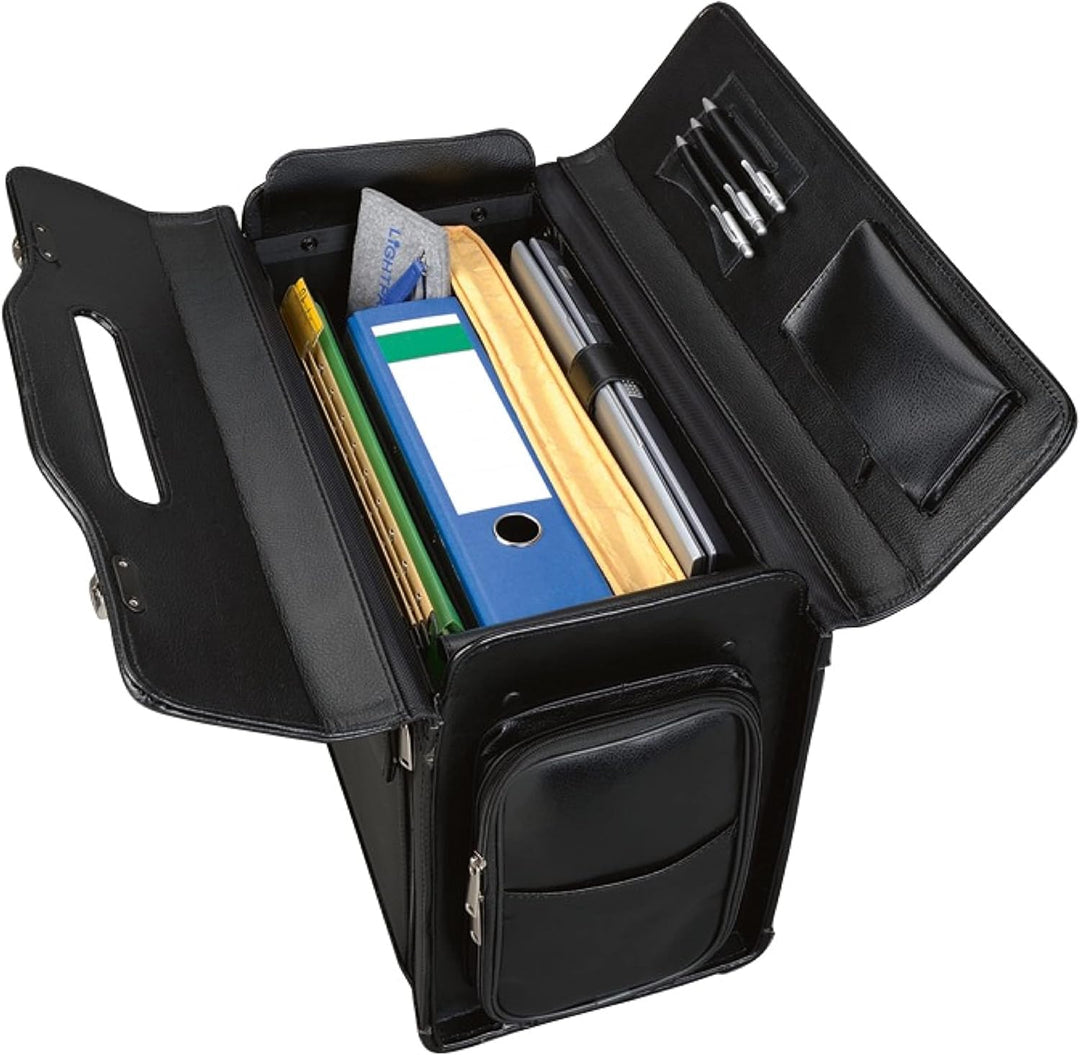 Alassio 45057 - Pilotenkoffer VERONA, aus hochwertigem Leder, ca. 49 x 35 x 24 cm, schwarz