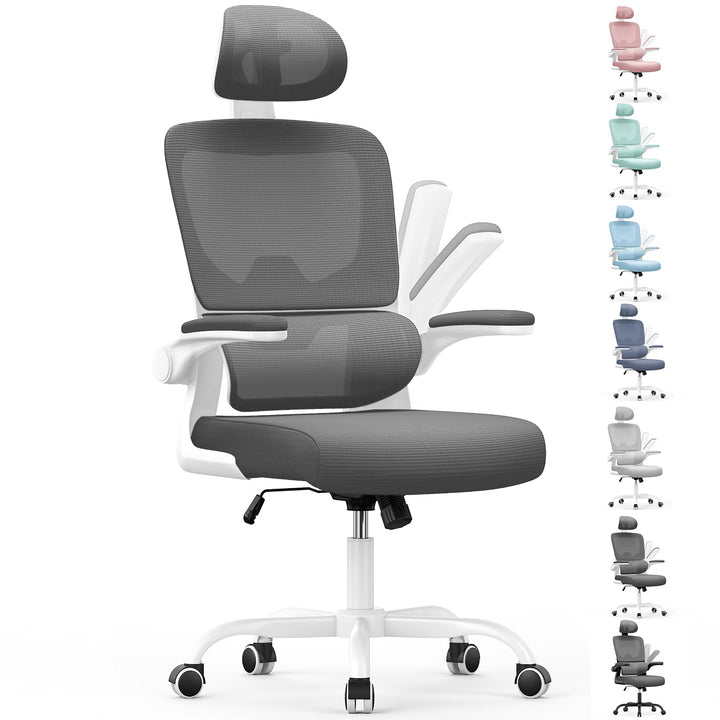 naspaluro Bürostuhl, Ergonomischer Schreibtischstuhl mit Verstellbarer Kopfstütze, Armlehnen, Dynami