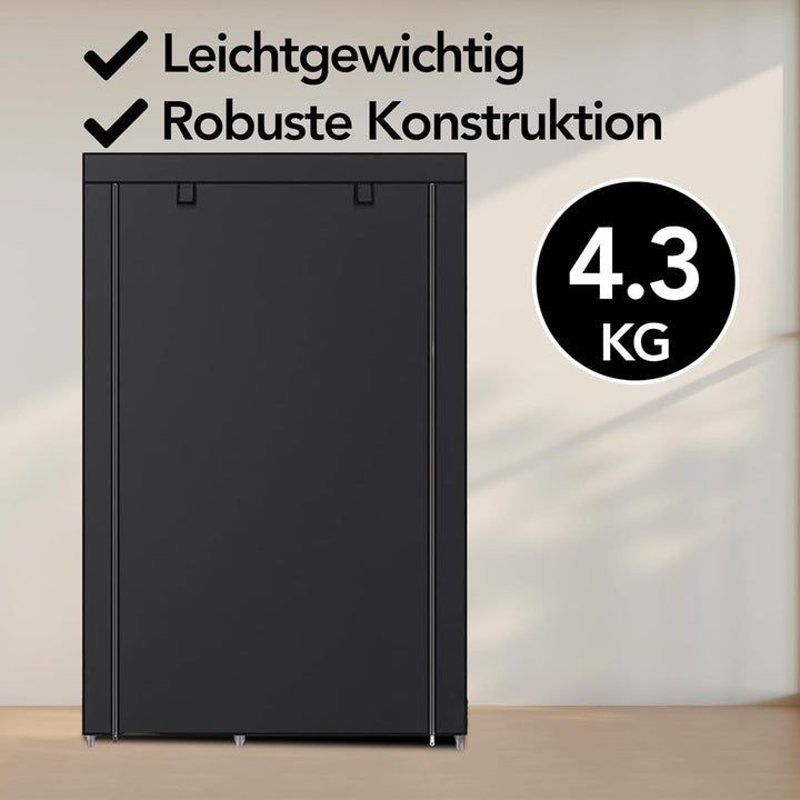Brixy XXL Schuhregal mit 9 Ebenen für bis zu 54 Paar Schuhe, 160x100x28 cm, Staubschutzhülle, Schwar