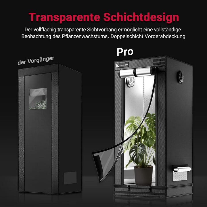 Pro Growzelt Komplettset mit Growzelt 80x80x180 cm und Regelbar Rohrventilator 100mm Set Belüftungss