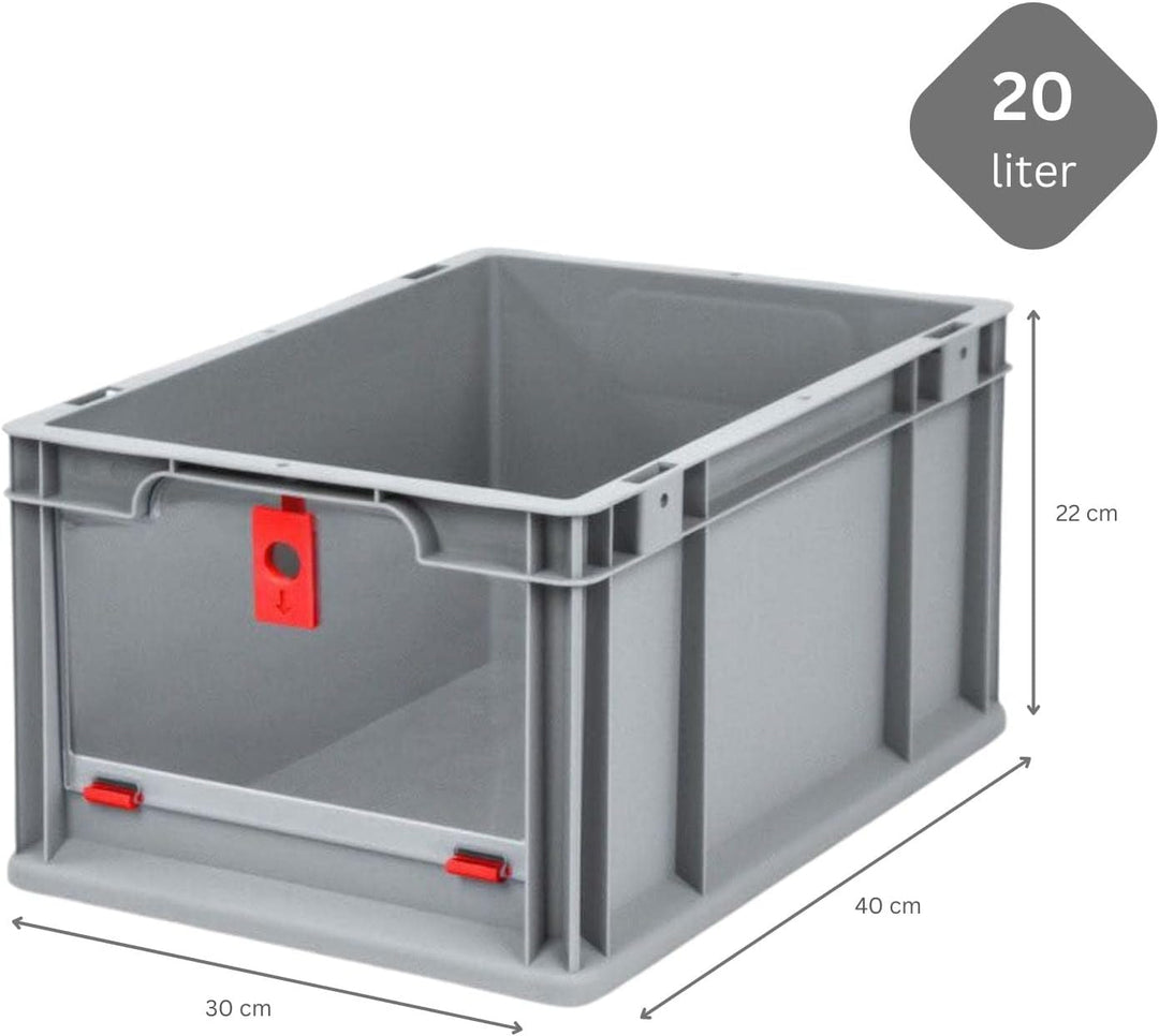 SparSet 5x Eurobox NextGen Insight Cover | HxBxT 22x30x40 | 20 Liter | Hoch/Rot | Eurobehälter, Tran