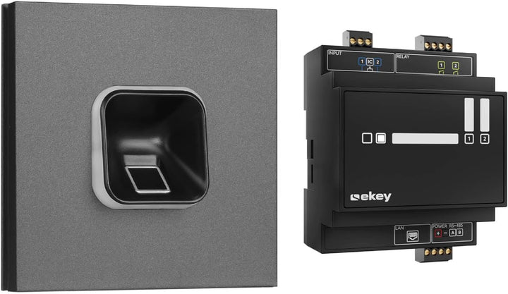 EKEY 204706 sLine Fingerprintset (Fingerprint Schwarz, Siedle Vario Modul Dunkelgrau-Glimmer, Contro