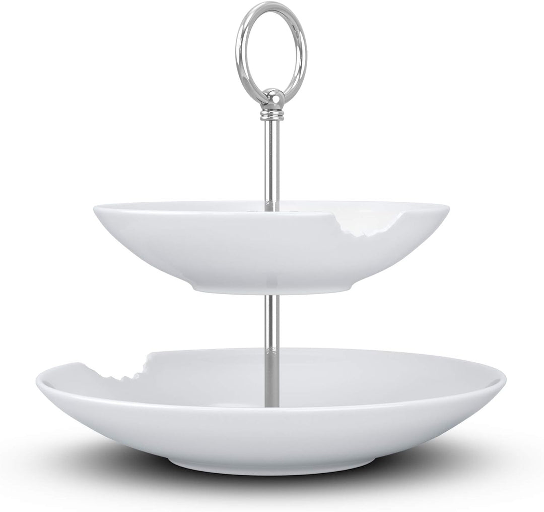 FIFTYEIGHT PRODUCTS / Tassen / Etagere 2-Stufig „Food-Temple" (Porzellan, 18-24 cm, weiss, Made in G