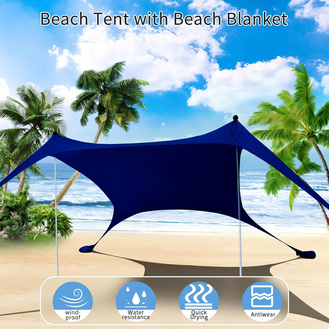 Strandzelt, Pop-Up, 2x2.1 m, LSF 50, Lycra, Sonnenschutz, für den Aussenbereich, Anti-Wind, Sonnensc