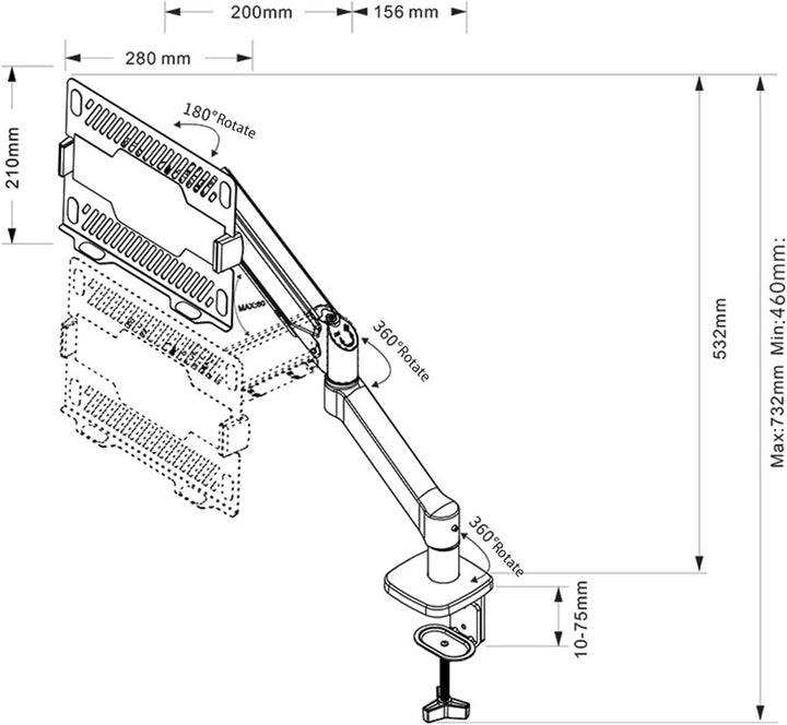 Laptop Arm,2-In-1 Monitorhalter Mit Laptopablage, Belastbar Bis 10 Kg,Verstellbarer Laptoparm,Kompat