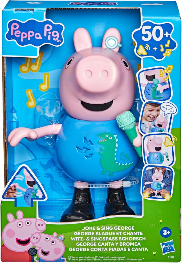 Peppa Pig Witz- und Singspass Schorsch, 20 cm grosse Figur, musikalisches Spielzeug mit mehr als 50