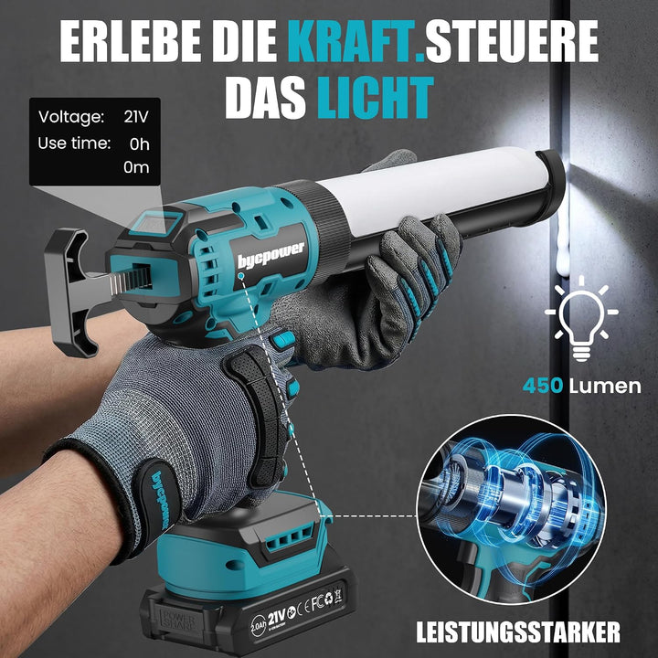 Akku-kartuschenpresse kompatibel mit Makita LXT-18V, 2x2000mAh Akkus, 6 Geschwindigkeiten, Max 1100L