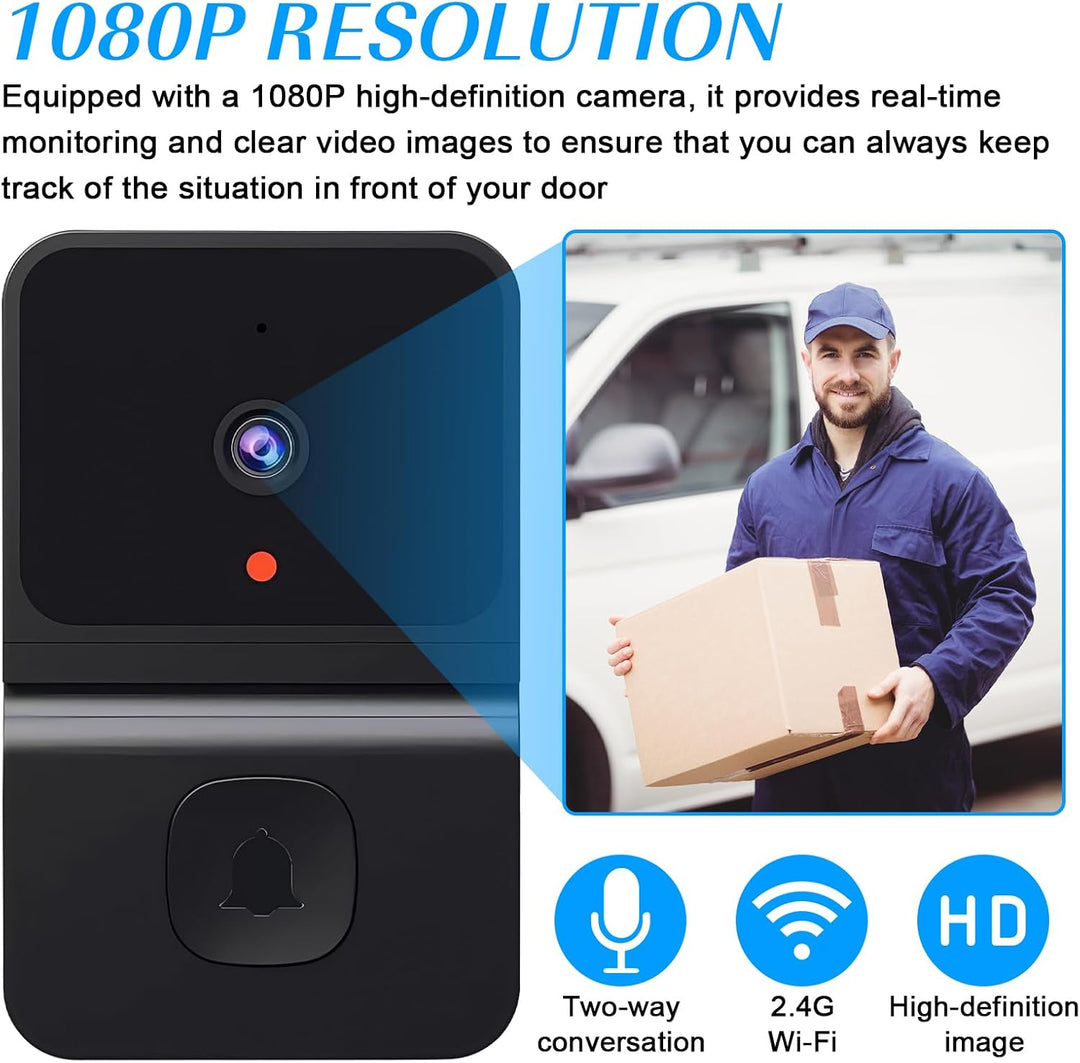 Video Türklingel mit Kamera Kabellos, WLAN Video Türklingel mit Kamera, 2.4GWifi Video Doorbell Nach