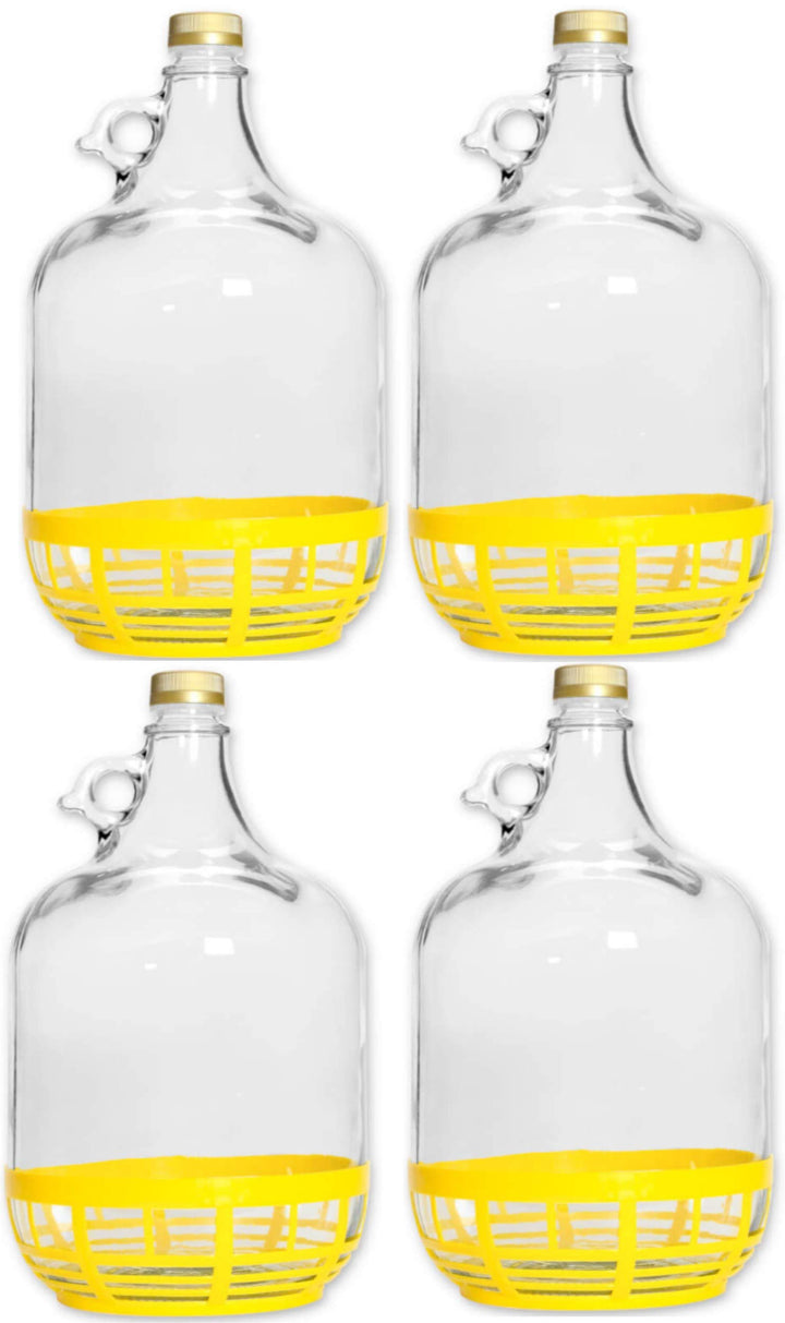 lilawelt24 4 STÜCK 5L GLASBALLON mit Kunststoffkorb Weinballon GÄRBALLON GLASFLASCHE