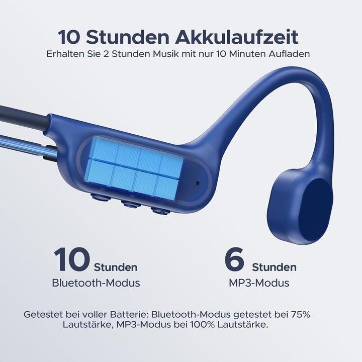 Knochenschall Kopfhörer, Open Ear Kopfhörer Schwimmen, BT 5.4 Sport Kopfhörer mit IP68 Wasserdicht,