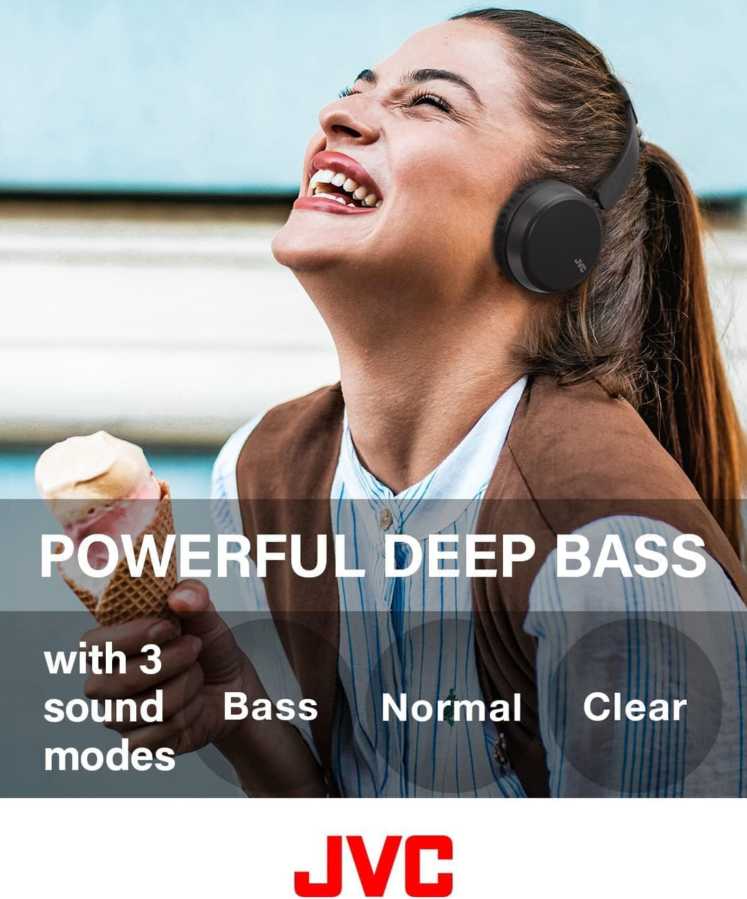 JVC HA-Z37W-B - Bluetooth On-Ear-Kopfhörer, Tiefbass, 3 Klangmodi (Bass/Klar/Normal), 35 Stunden Akk