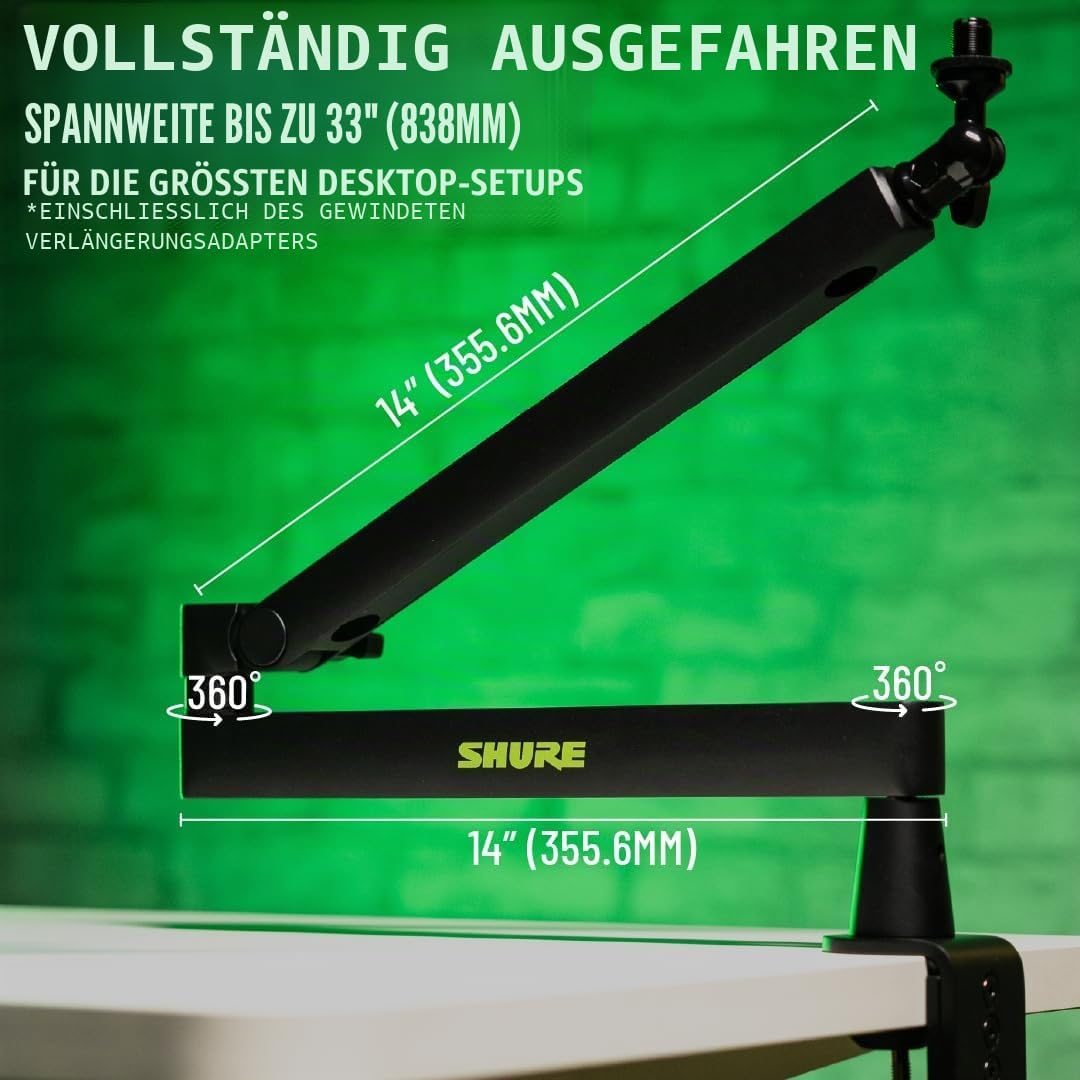 Shure by Gator Premium-Mikrofonständer mit flachem Profil für den Schreibtisch; vollständig verstell