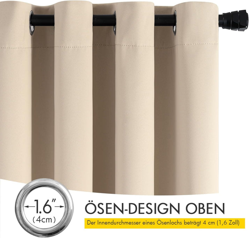 MIULEE Vorhänge Beige Blickdicht mit Ösen, Schöner Weicher Verdunklungsvorhänge zum Verdunkeln von R