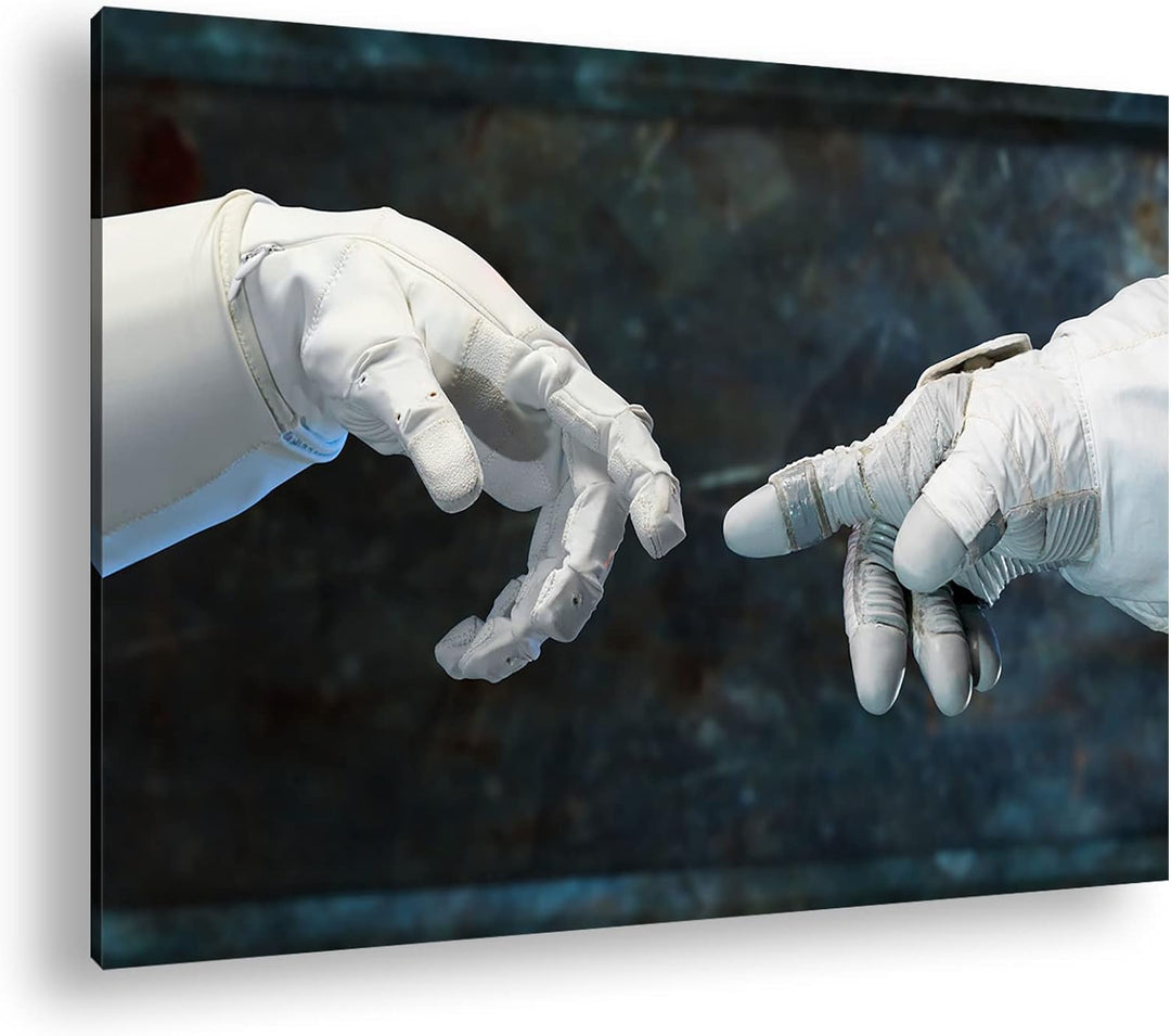 deyoli berührende Finger von Robonauten im Format: 80x60 als Leinwandbild, Motiv fertig gerahmt auf