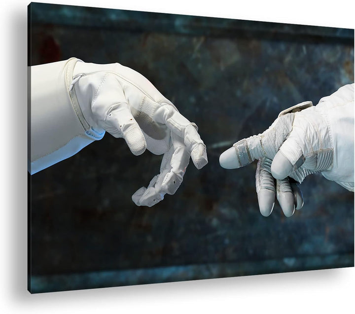 deyoli berührende Finger von Robonauten im Format: 80x60 als Leinwandbild, Motiv fertig gerahmt auf