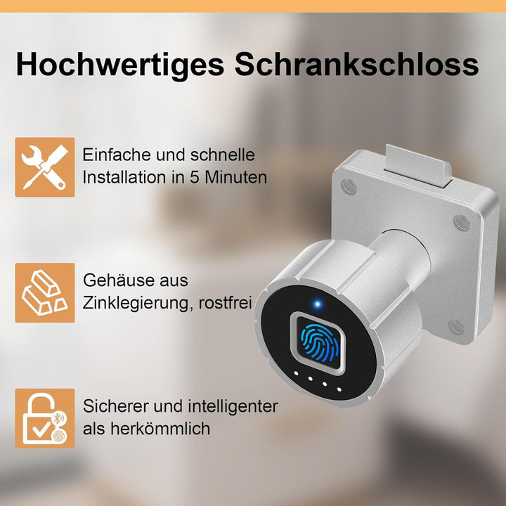 Eseesmart Schrankschloss Möbelschloss Sicherheit Schubladenschloss Aufschraubschloss mit Fingerabdru