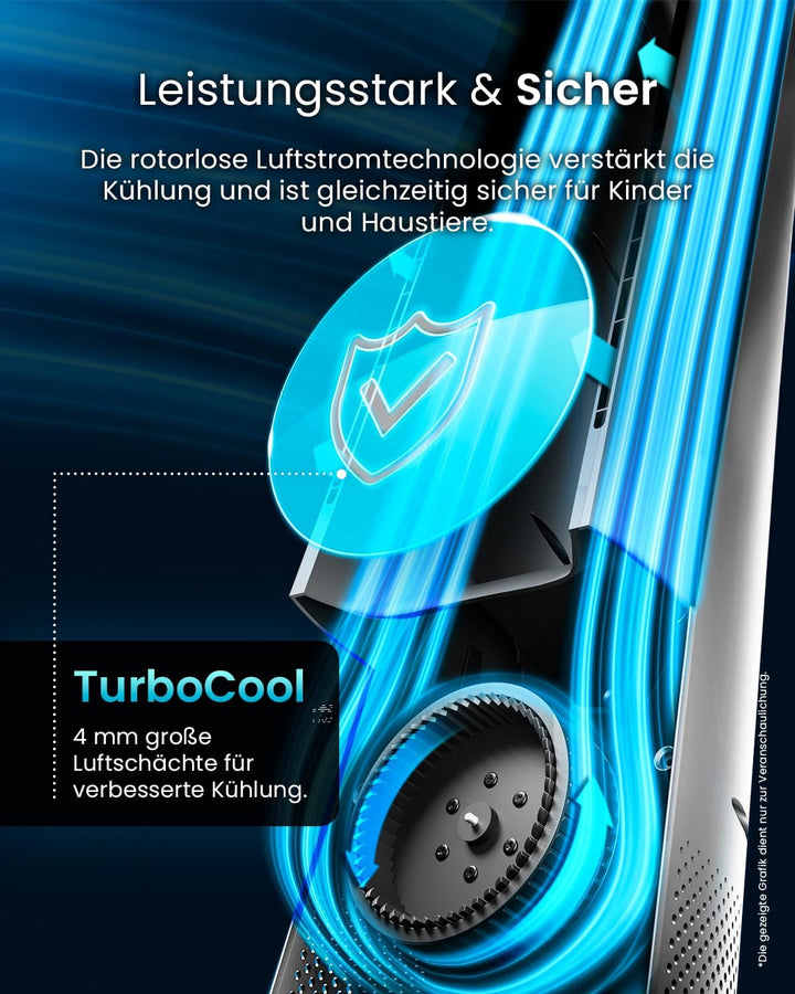 Pro Breeze 101cm rotorloser Ventilator - Ventilator oszillierend mit Fernbedienung, LED Display, 6 G