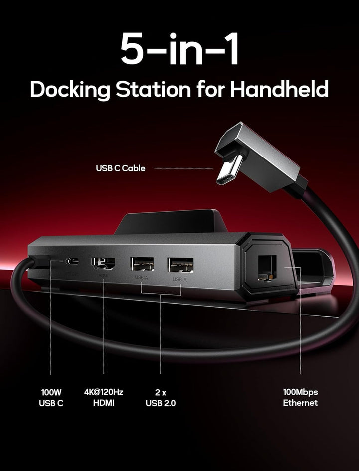 JSAUX Docking Station mit 65W Ladegerät, kompatibel mit Steam Deck OLED/ROG Ally X/Legion Go (S), 5-