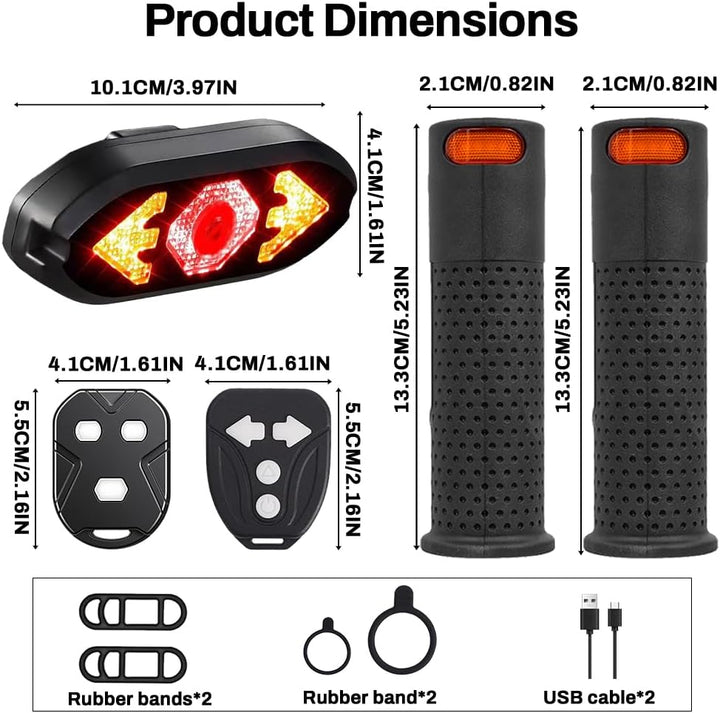 Blinker E Scooter Nachrüsten Set, Lenkergriffe für Elektroroller mit Integrierten Blinkern, IPX4 USB