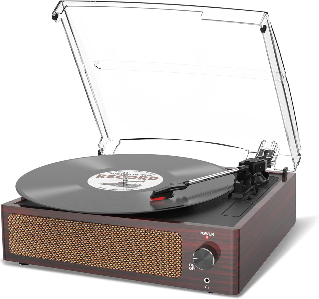 Trynnay Plattenspieler mit Lautsprecher Vinyl Schallplattenspieler Wireless LP Phonograph mit Eingeb