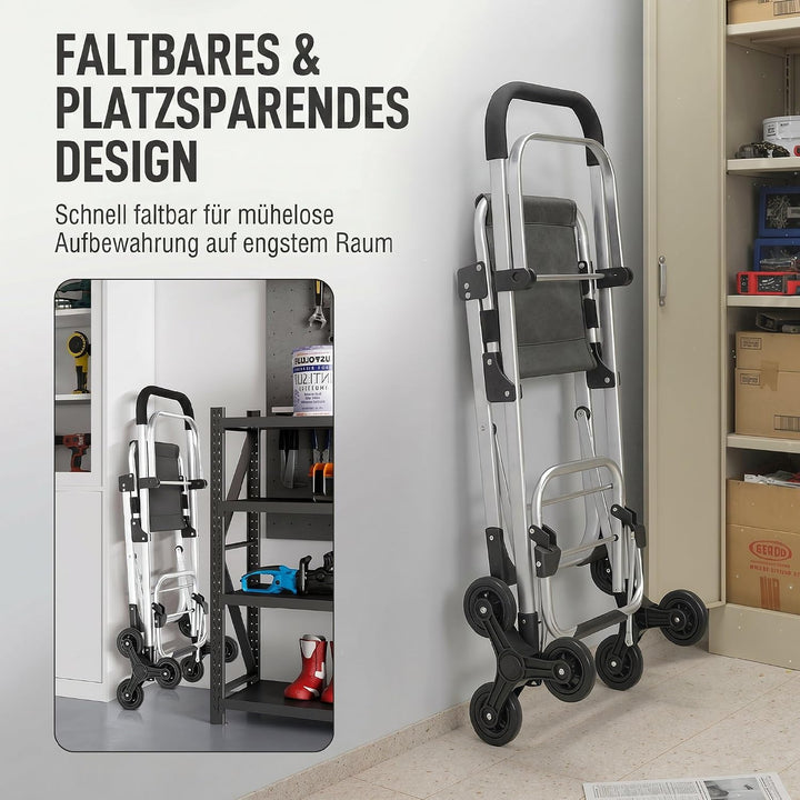 HOMCOM 3-in-1 Einkaufstrolley Klappbar mit Sitz 40L Kapazität Duneklgrau Dunkelgrau, Dunkelgrau