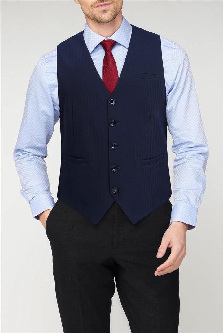 HISDERN Herren Anzugweste Formale Hochzeit Klassische Retro Baumwolle V-Ausschnitt Einfarbige Elegan