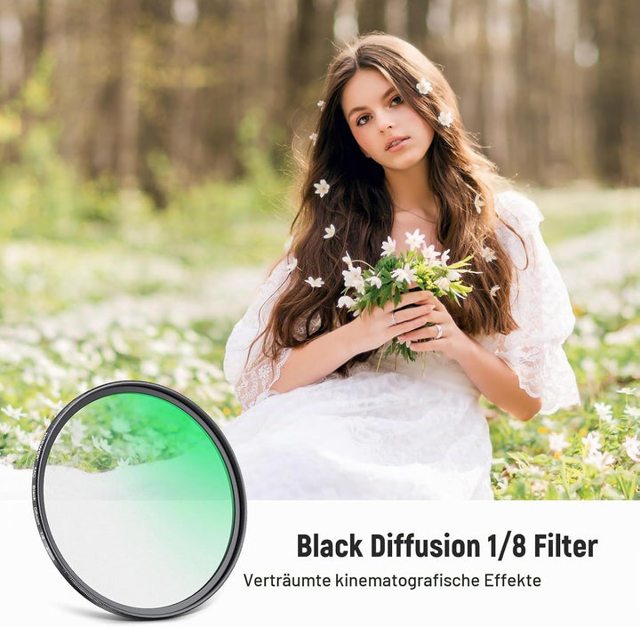 NEEWER 67mm Black Diffusion 1/8 Filter, Weicher, verträumter Kinoeffekt Filter, ultradünnes, wassera