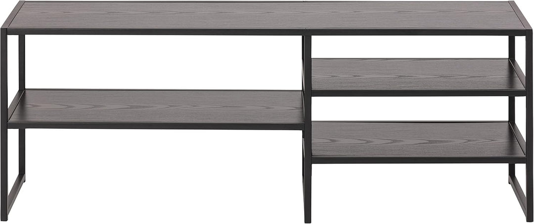 AC Design Furniture Jörn Asymmetrisches TV-Tisch mit 3 Ablagen, H: 46 x B: 120 x T: 33 cm, Schwarz E