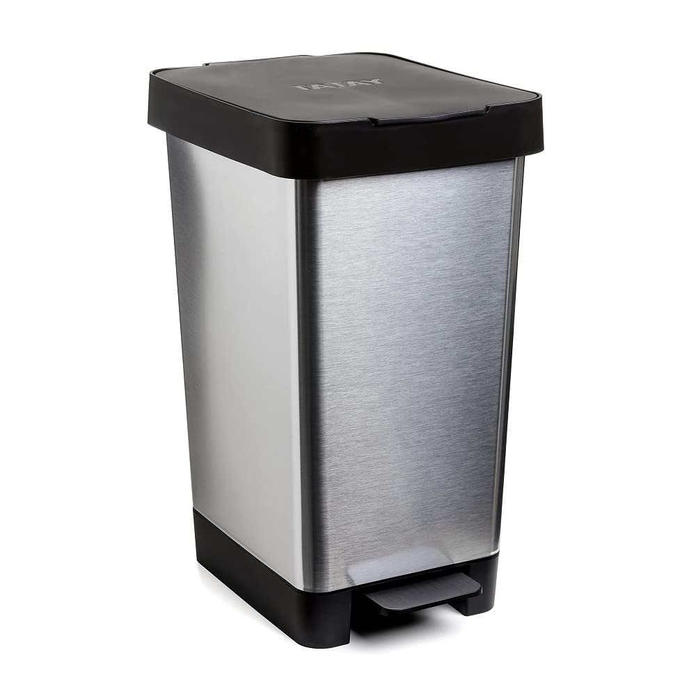 TATAY Smart Deco 25L Mülleimer mit Pedal | Kompaktes und funktionales Design | Für Innen und Aussen