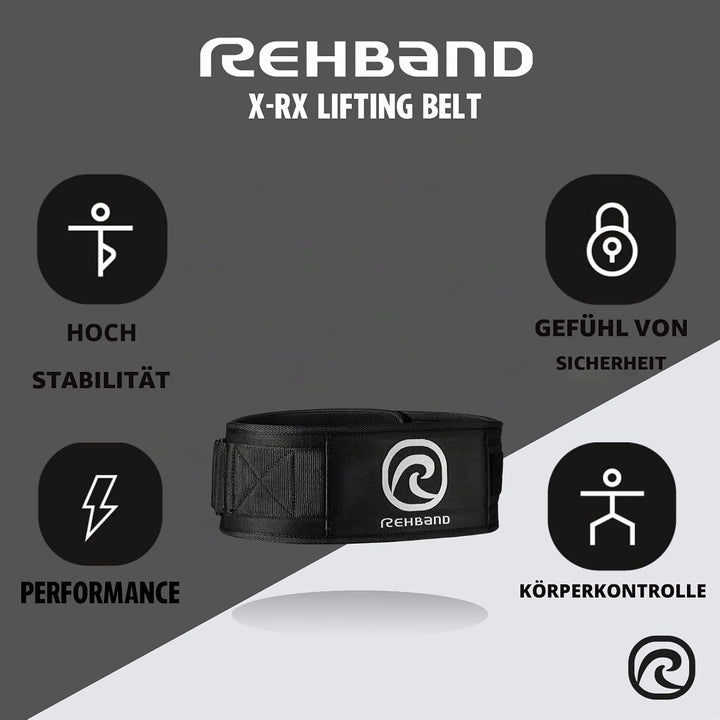 Rehband Gewichthebergürtel Herren &amp; Damen Schwarz, Lifting Belt für Powerlifting, Bodybuilding &amp; Gew