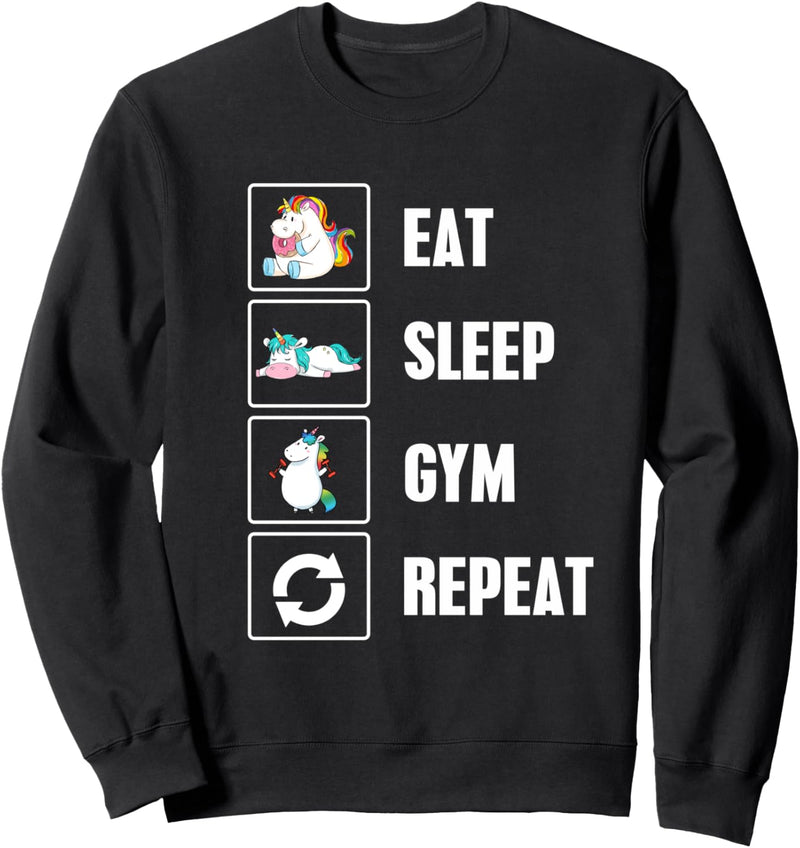 Eat Sleep Gym Repeat Fitness Training Einhorn Sweatshirt