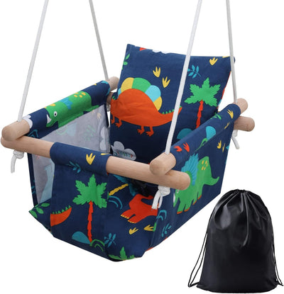 Pellor Babyschaukel Outdoor Indoor, Schaukel mit Rückenlehne und Sicherheitsgurt, Holzschaukel für G