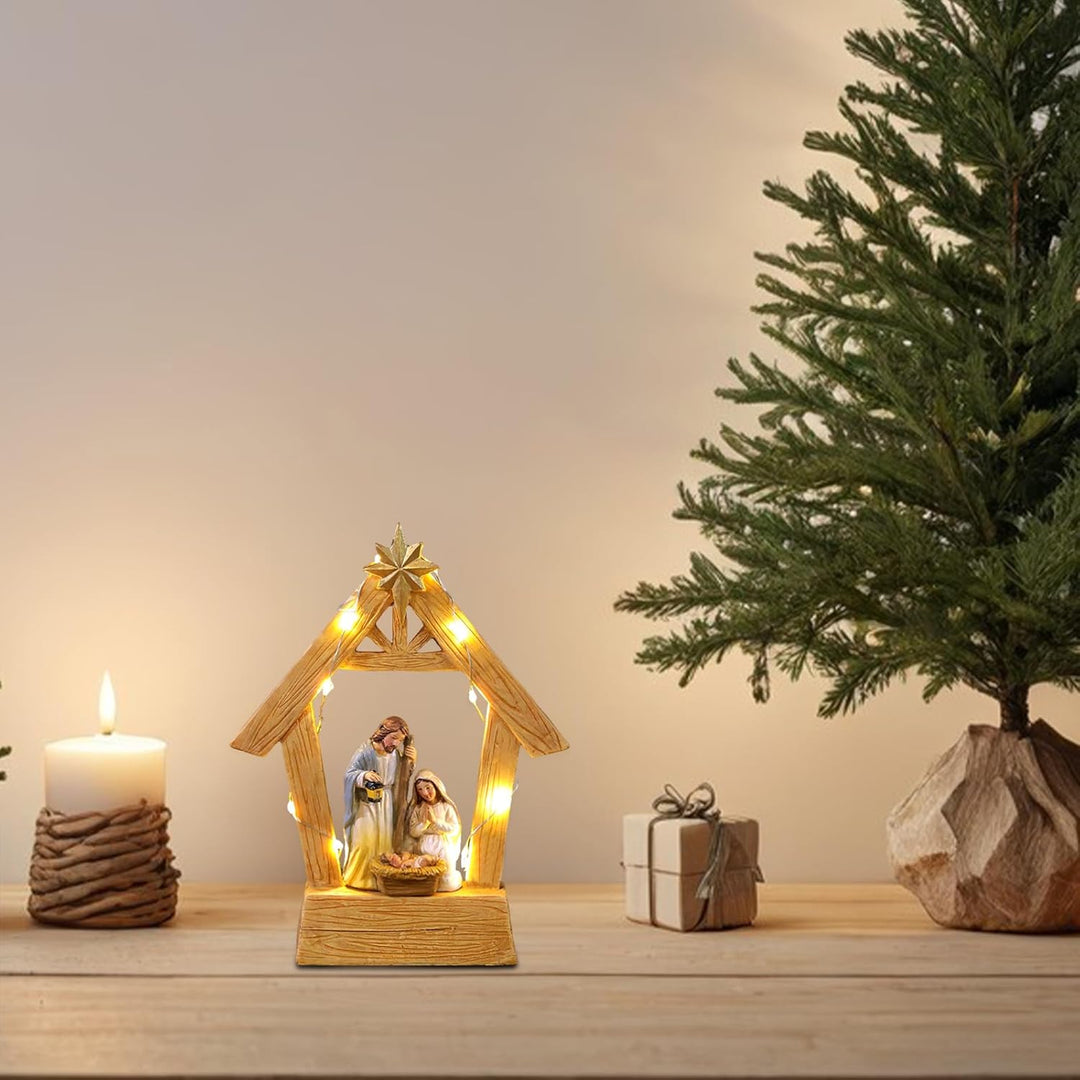 Krippenfiguren Set Weihnachtskrippe Mit Beleuchtung Weihnachtskrippen Indoor Tischkrippe mit Figuren