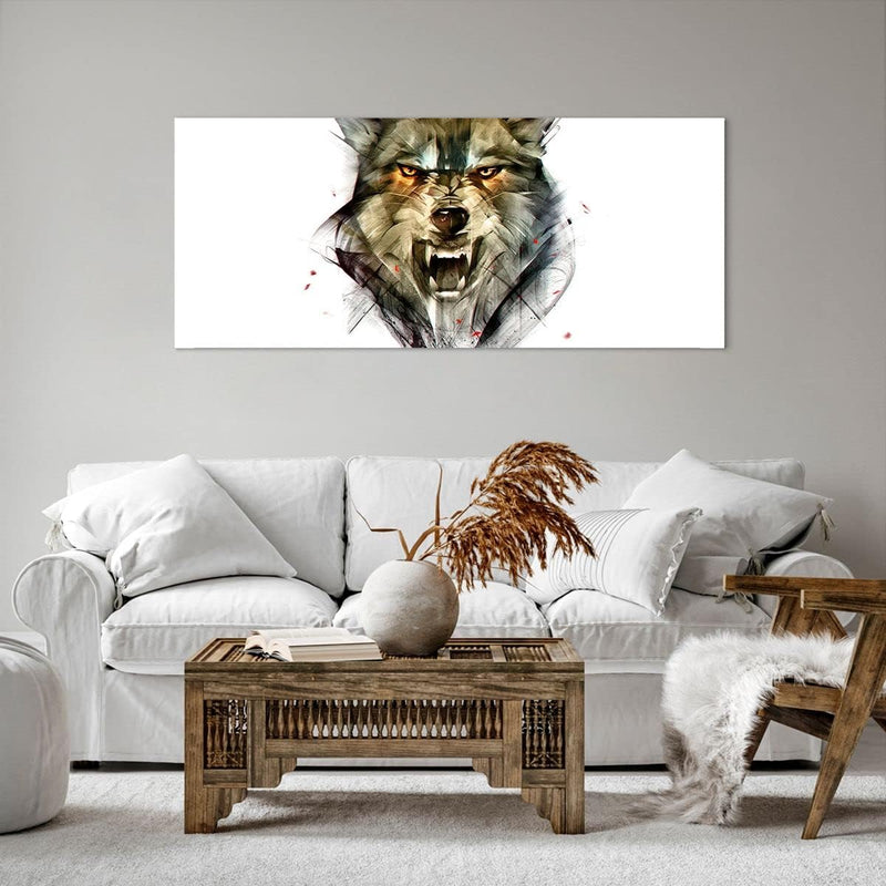 Wandbilder Dekoration Wohnzimmer Wolf Tier Wald Panorama Bilder auf Leinwand 120x50cm Leinwandbild m