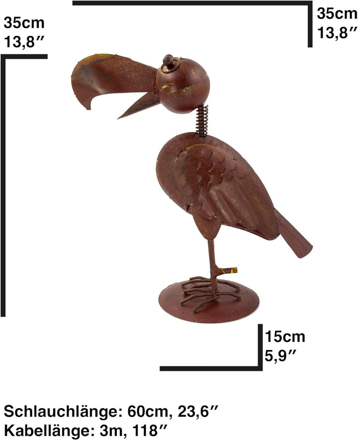 Blümelhuber Raben Figur Corvin als Teich Wasserspiel Garten Dekoration, für Springbrunnen Aussenbere