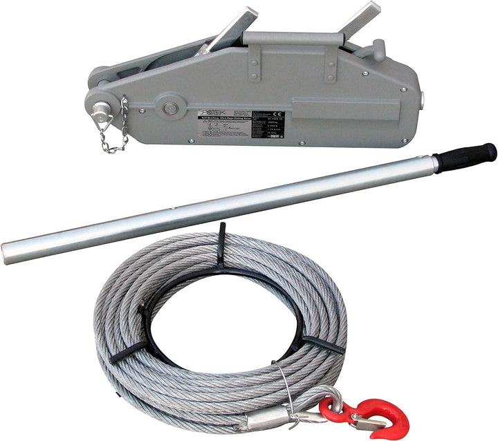 Rotek Seilzug SZ-1600, Kapazität 1.600kg inkl. 20m Spezialseil auf Haspel mit 20m Drahtseil, mit 20m