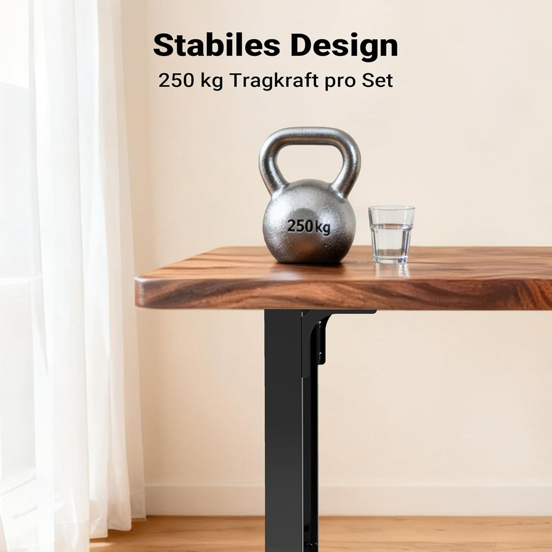 Wiltec Tischkufen Tischbeine aus Vierkantprofilen 60x72cm lackierter Stahl klarlackbeschichtet Tisch