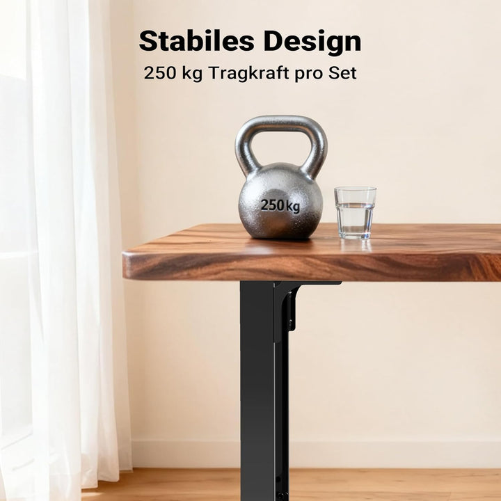 Wiltec Tischkufen Tischbeine aus Vierkantprofilen 60x72cm lackierter Stahl klarlackbeschichtet Tisch