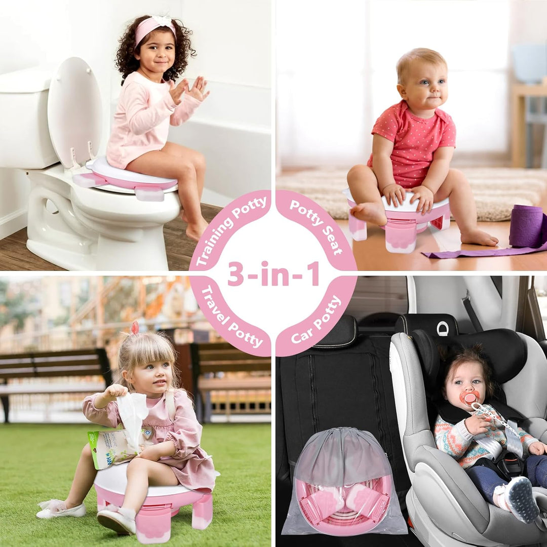 Toilettensitz Kinder, Töpfchen für Unterwegs, Reisetoilette Kinder, Faltbares Töpfchen, Anti-Rutsch-