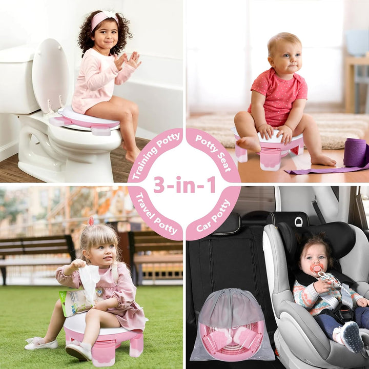 Toilettensitz Kinder, Töpfchen für Unterwegs, Reisetoilette Kinder, Faltbares Töpfchen, Anti-Rutsch-