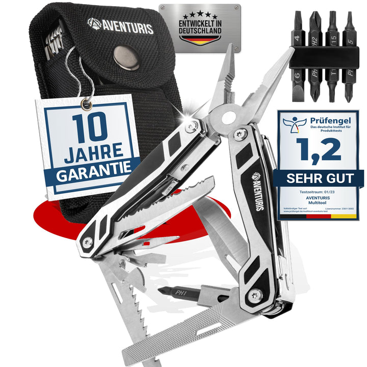 AVENTURIS® Multitool-Werkzeug 21 Funktionen [Edelstahl] Deutscher Standard! Ein Multifunktionswerkze