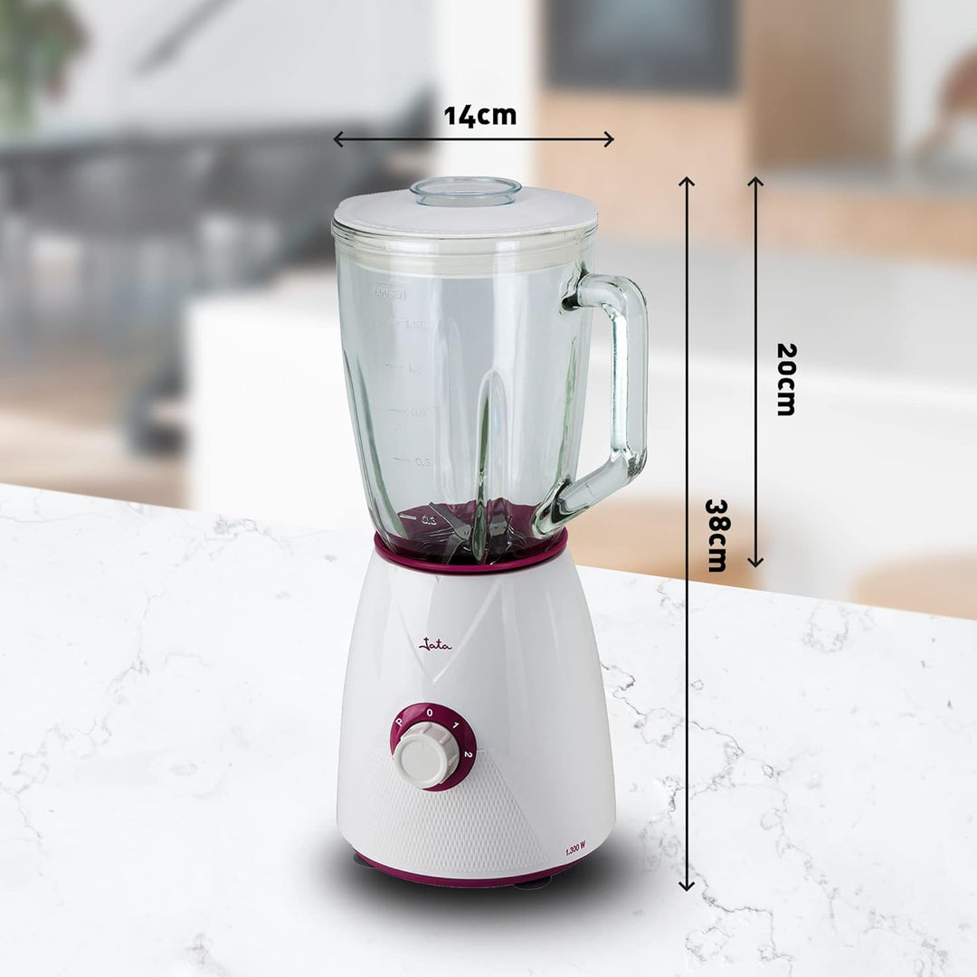 JATA BT265 Standmixer mit 2 Geschwindigkeitsstufen + Pulse, abnehmbarer Krug 1,5 l, 1300 W, Eiszerkl