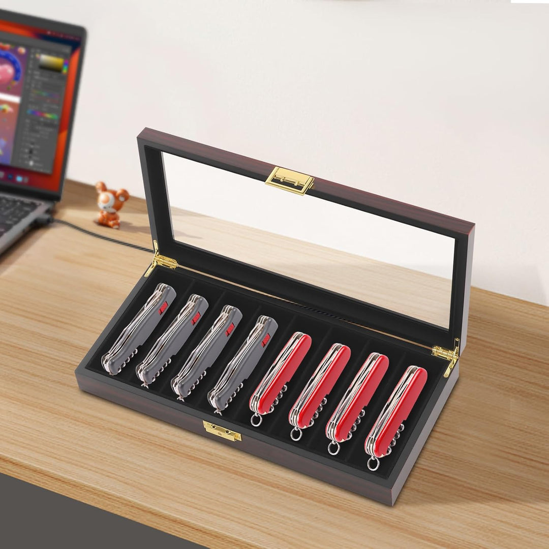 Hochwertige Messer Aufbewahrungsbox, Mit Glasdeckel Und Sicherheitsschloss Aus Dichten Brettern In E