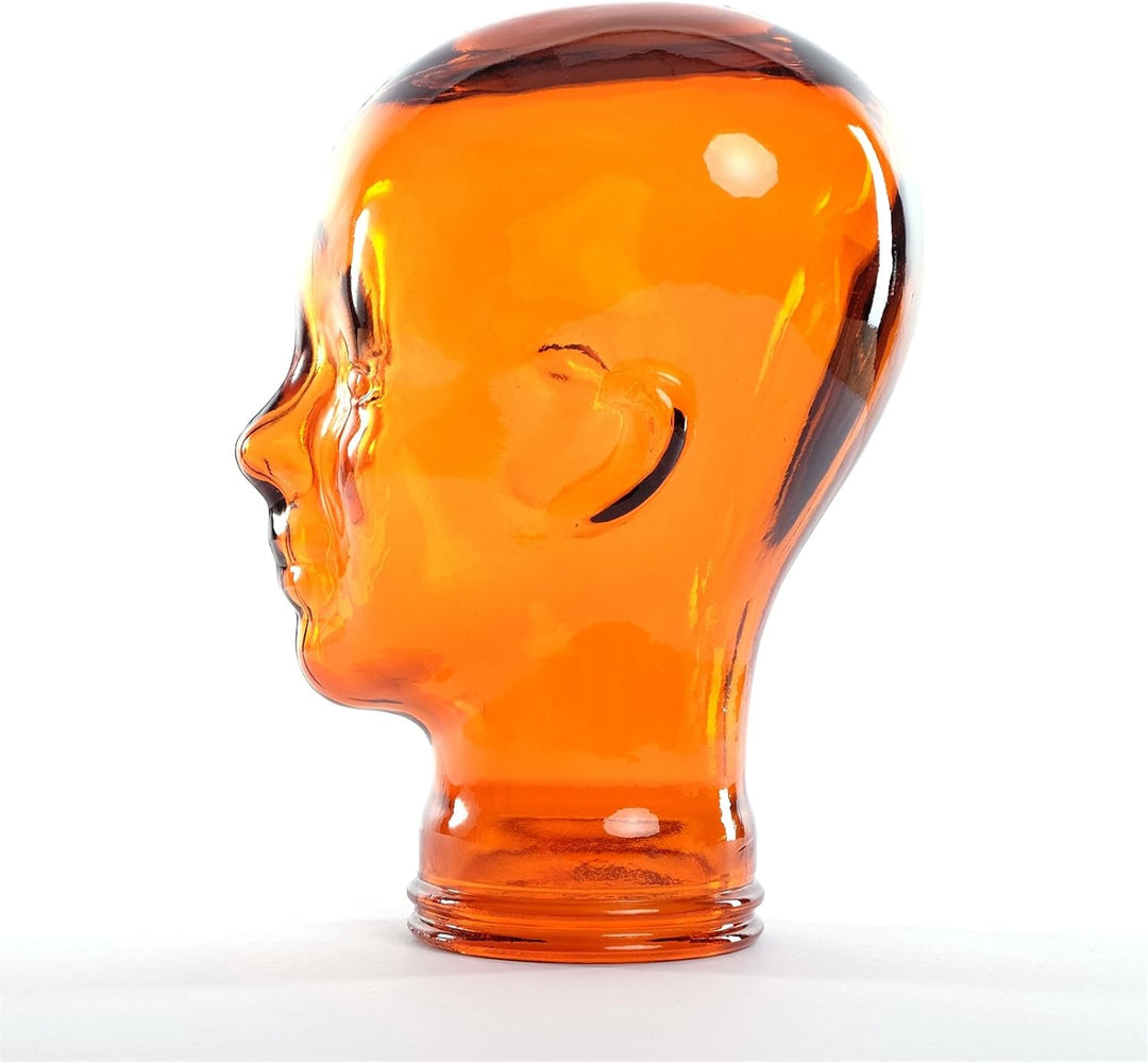 DESIGN DELIGHTS KOPFHÖRERSTÄNDER Mick | Recycling Glas, transparent orange, 29 cm | Deko Kopf