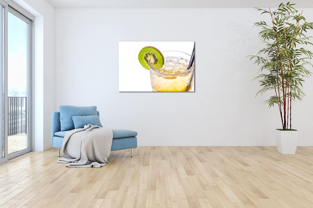 deyoli Kiwi-Cocktail Format:90x60 cm als Leinwandbild, Motiv fertig gerahmt auf Echtholzrahmen, Hoch